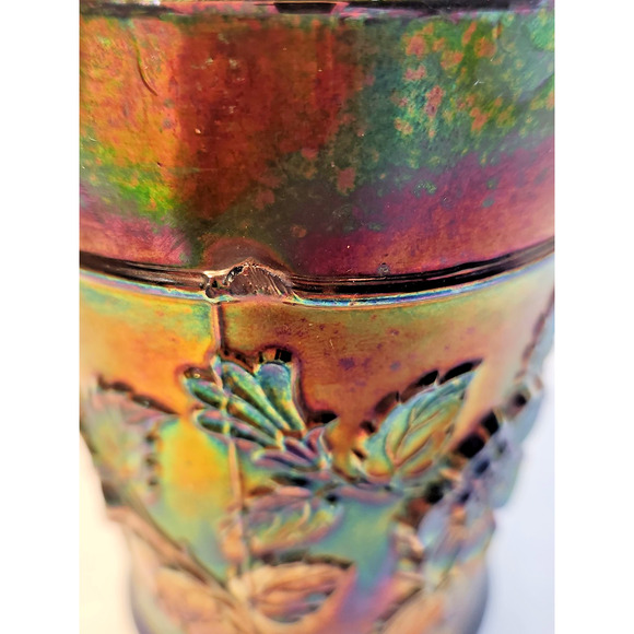 Vintage Dugan Blue Rambler Rose Carnival Glass Tumbler LOOK - Picture 6 of 7